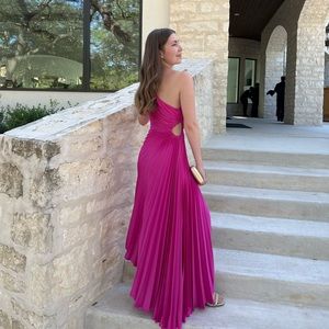 Mango pleated pink dress